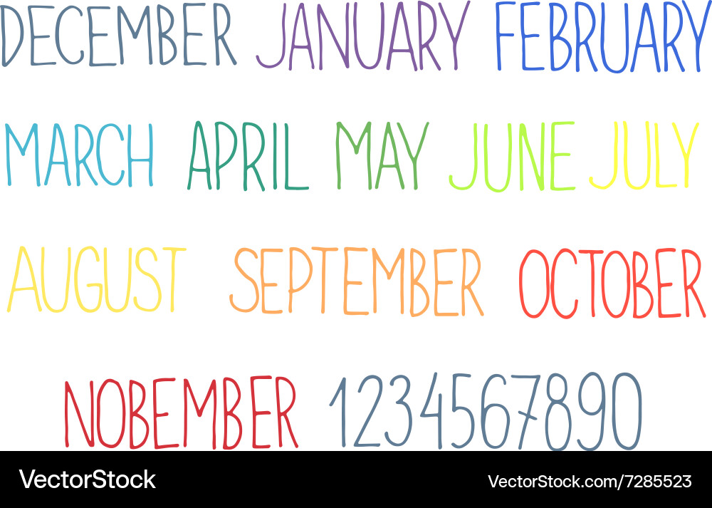 Month names and numbers Vector Image