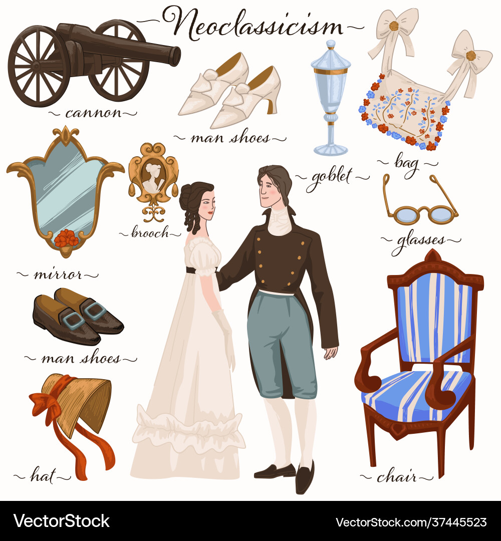 Neoclassical Age Characters & Objects vector image