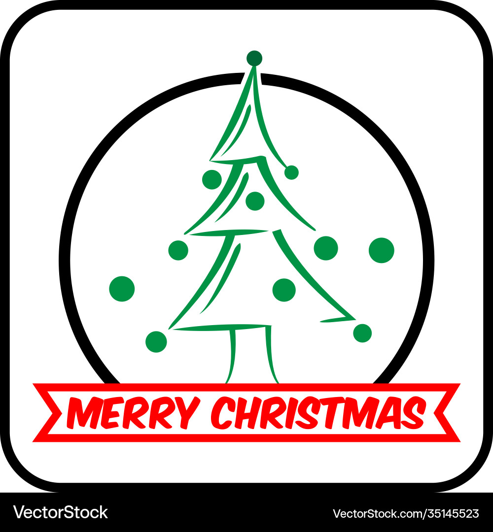 Pine green tree use line style in circle Pine green tree use line style in circle Vector Image