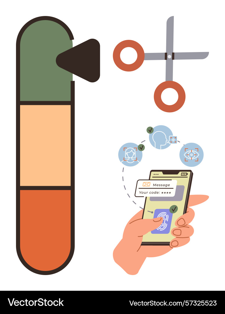 Secure access verification with mobile phone Secure access verification with mobile phone vector image