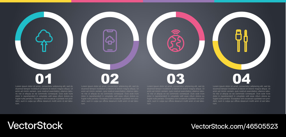 Set line cloud upload technology data global Vector Image