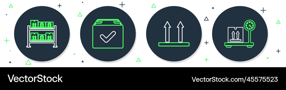 Set line package box with check mark this side up Vector Image