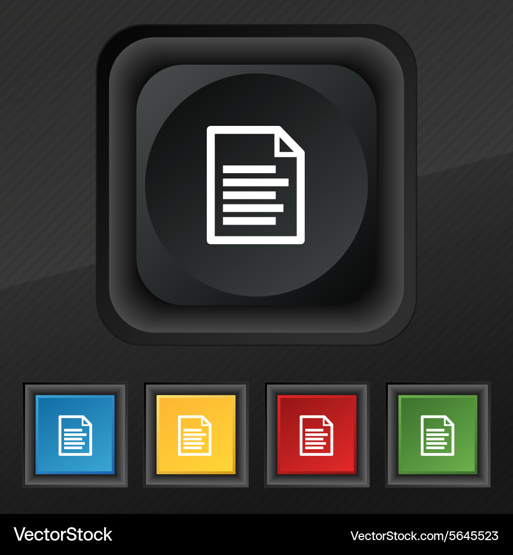 Text file icon symbol set of five colorful stylish Vector Image
