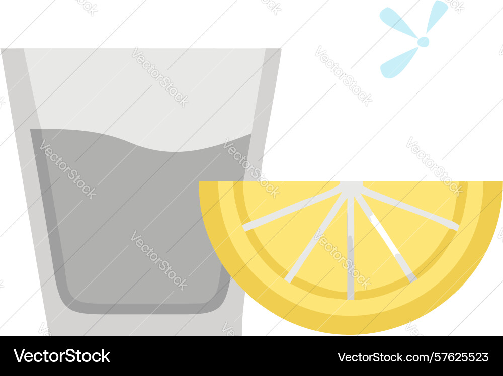 Water glass with lemon slice design generative ai Vector Image