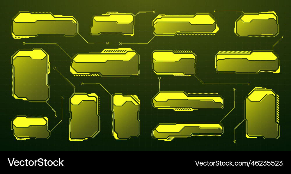 Yellow futuristic hud ui elements sci-fi user Yellow futuristic hud ui elements sci-fi user vector image