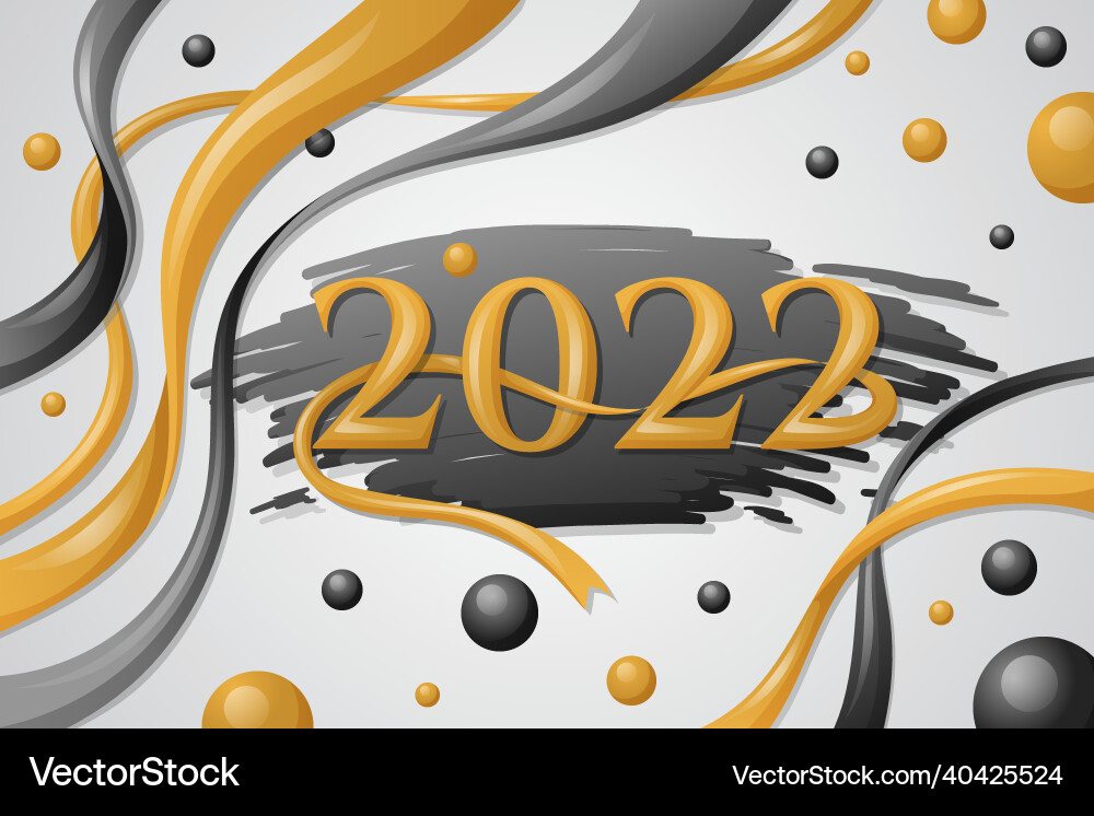 Abstract banner with text 2022 gradient ribbons Vector Image