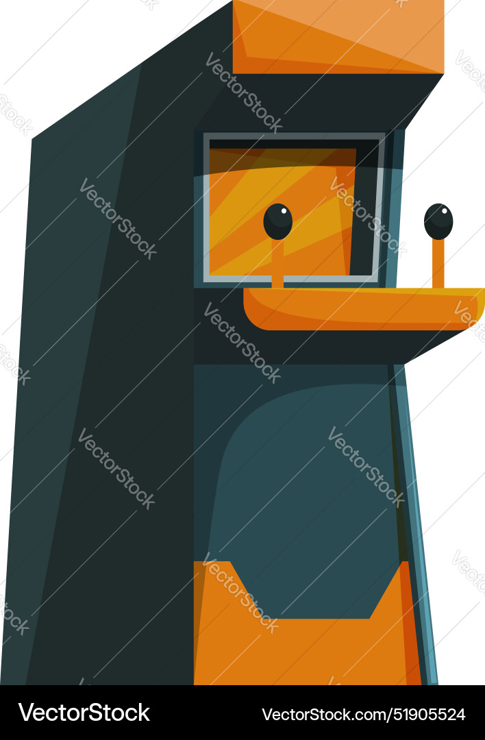 Arcade game machine displaying racing vector image