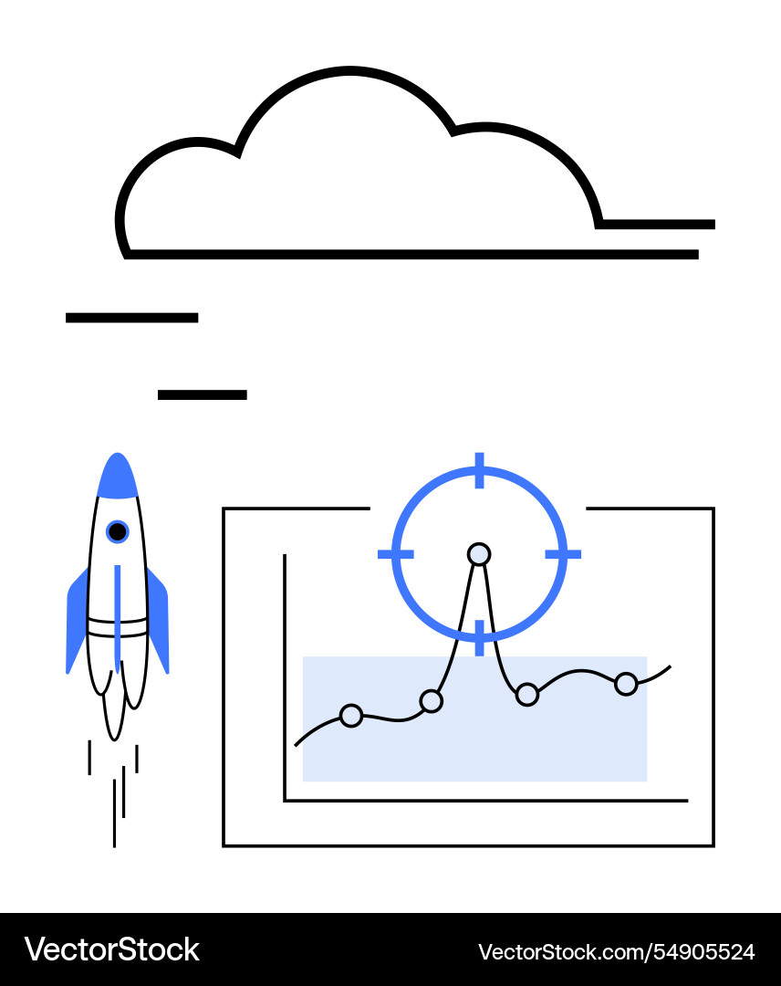 Cloud computing rocket launch and analytics Cloud computing rocket launch and analytics vector image