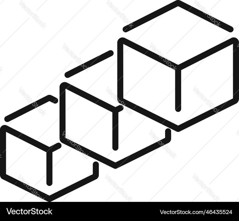 Cube blockchain icon outline chain block Cube blockchain icon outline chain block vector image