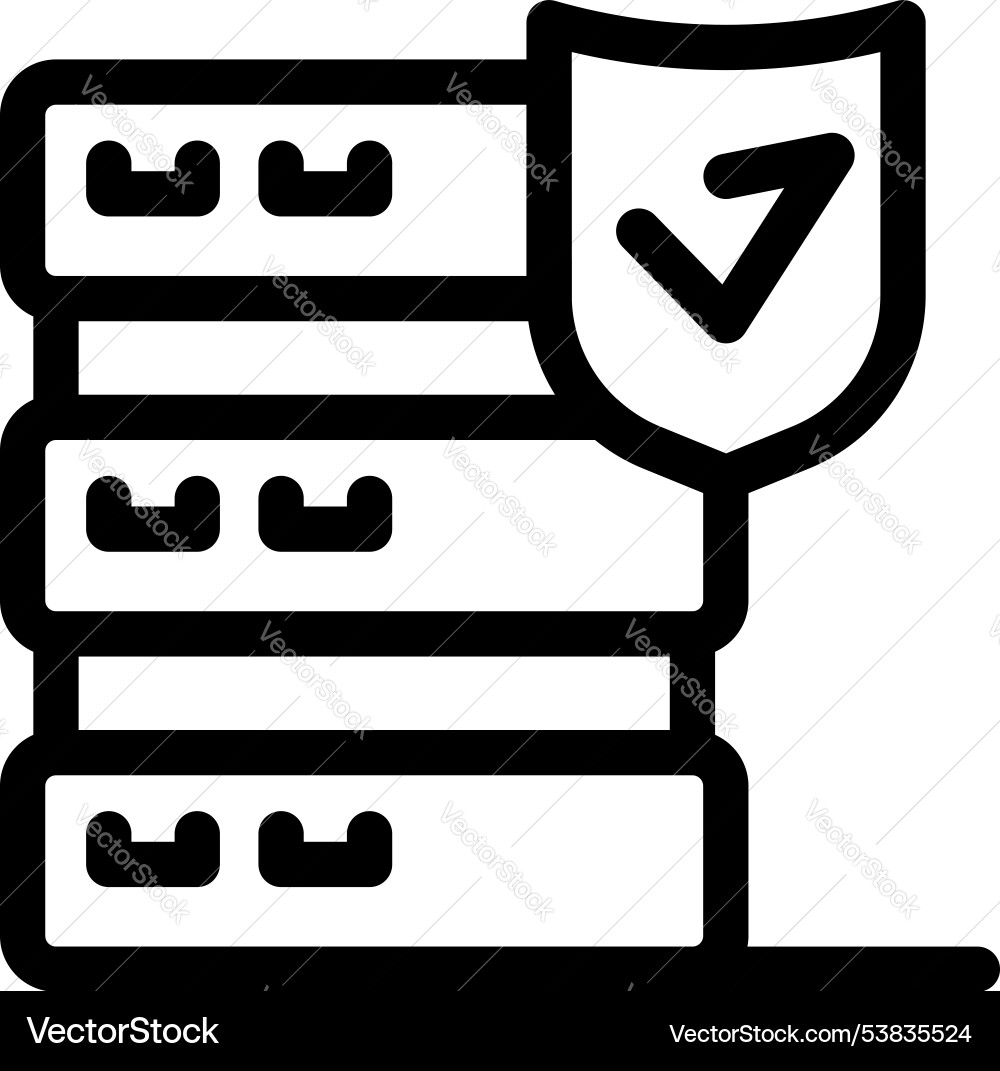 Data security icon showing secured database Data security icon showing secured database vector image
