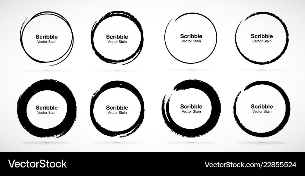 Grunge Circle Sketch Set - Doodle Art vector image