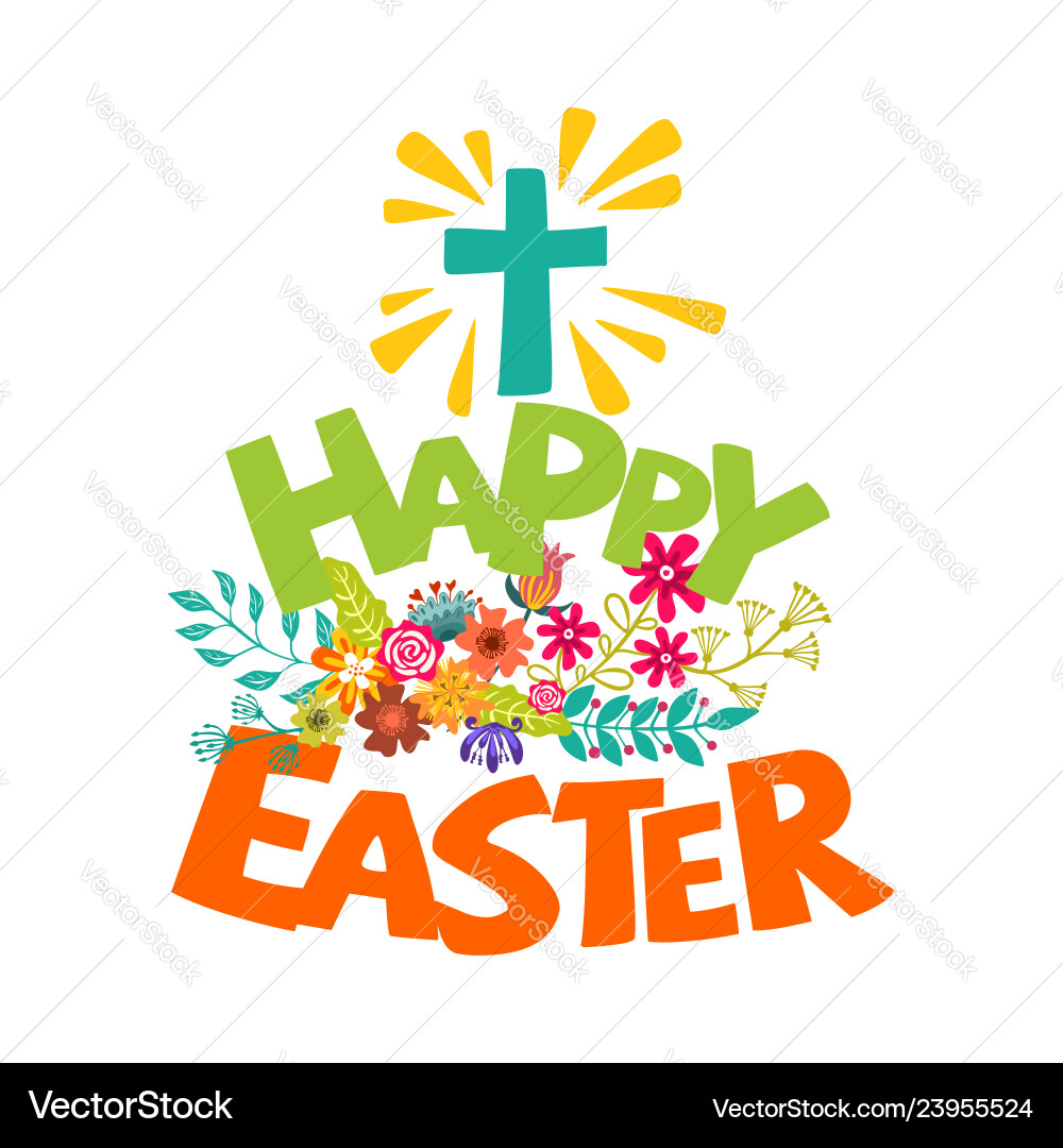 Happy easter lettering and graphic vector image