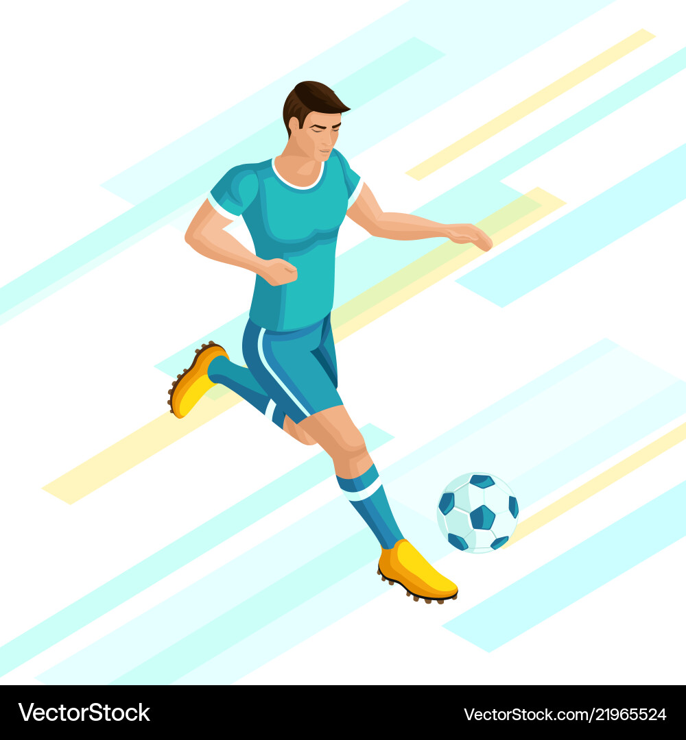 Isometrics soccer player on a beautiful background Isometrics soccer player on a beautiful background Vector Image