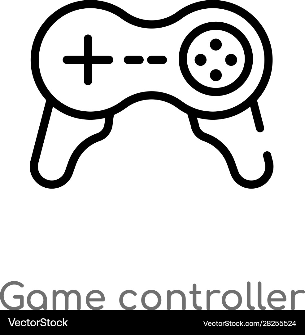 Outline game controller cross icon isolated black Outline game controller cross icon isolated black Vector Image