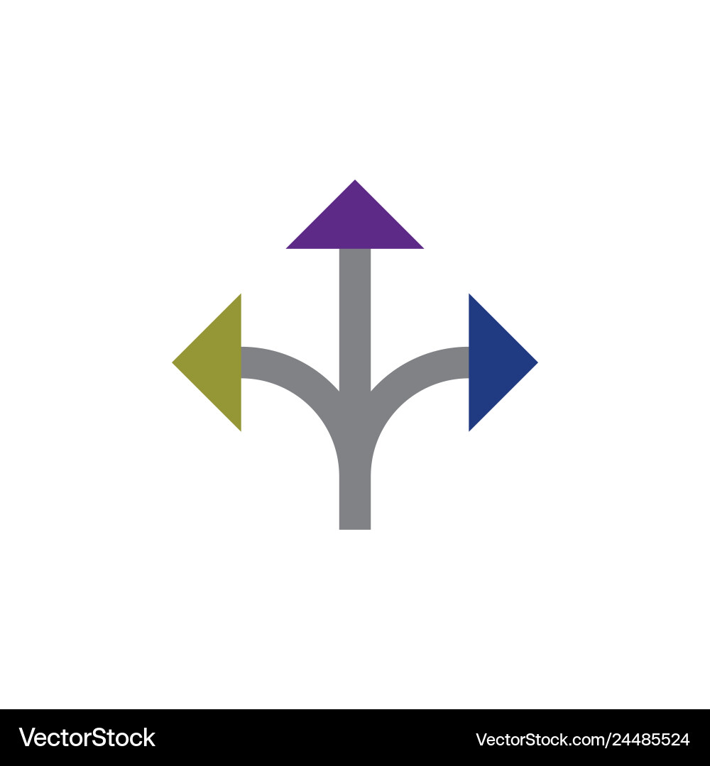 Three way arrow logo icon design element vector image