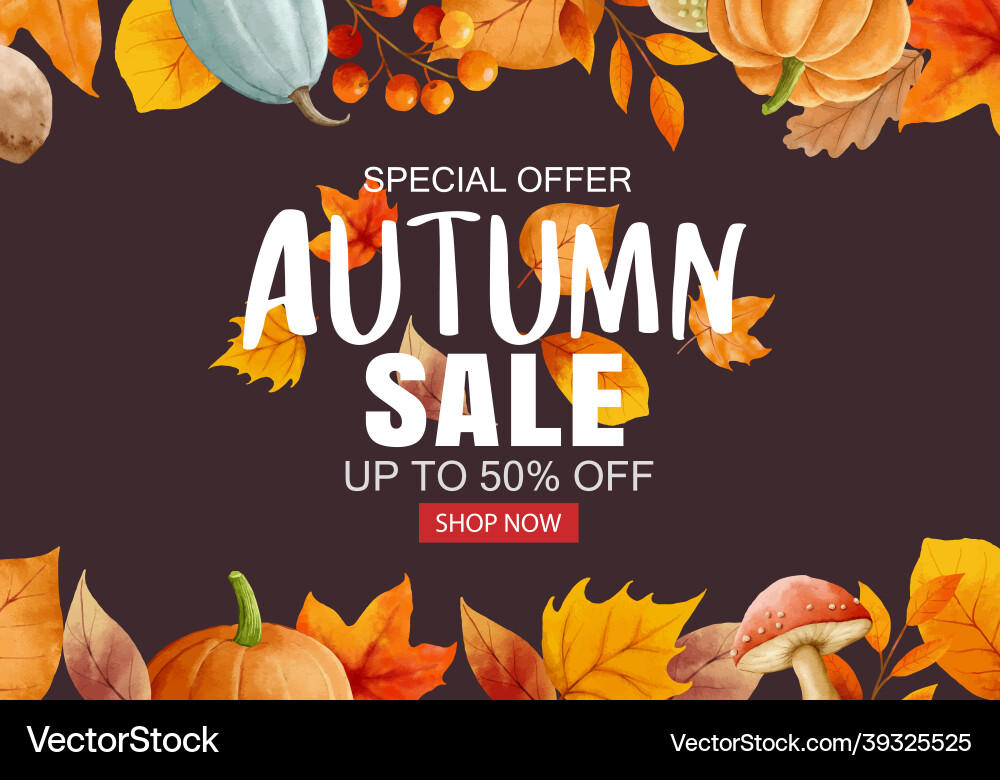Autumn sale banner template background Autumn sale banner template background vector image