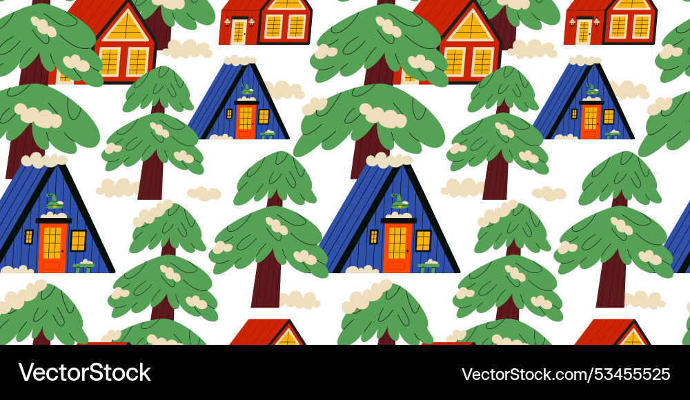 Christmas houses seamless pattern Christmas houses seamless pattern vector image