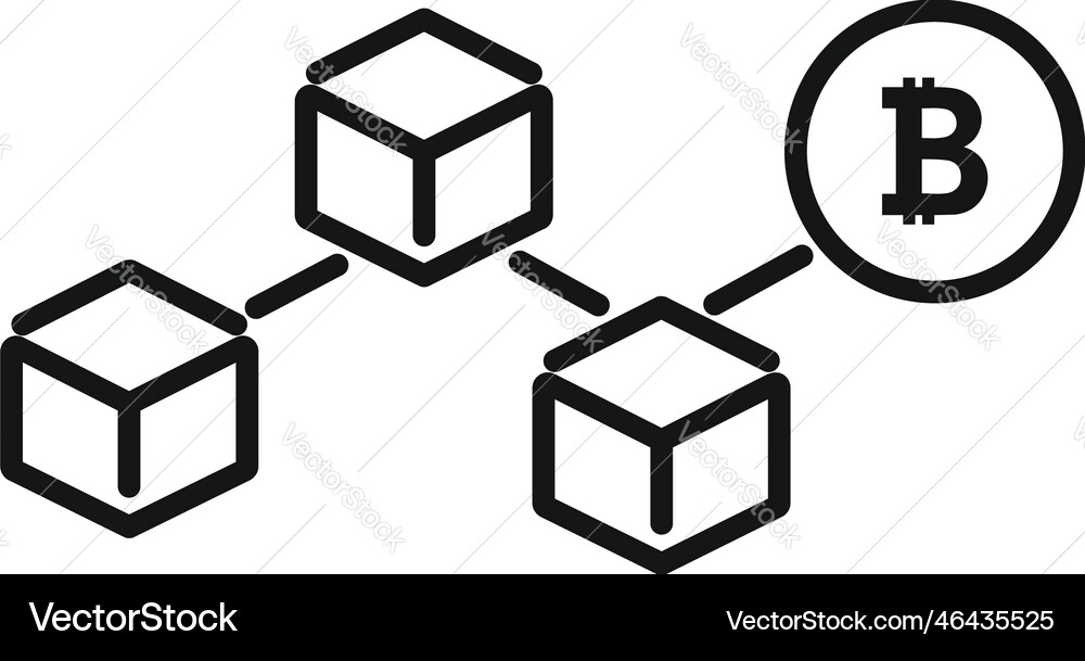 Crypto bitcoin icon outline block chain Crypto bitcoin icon outline block chain vector image