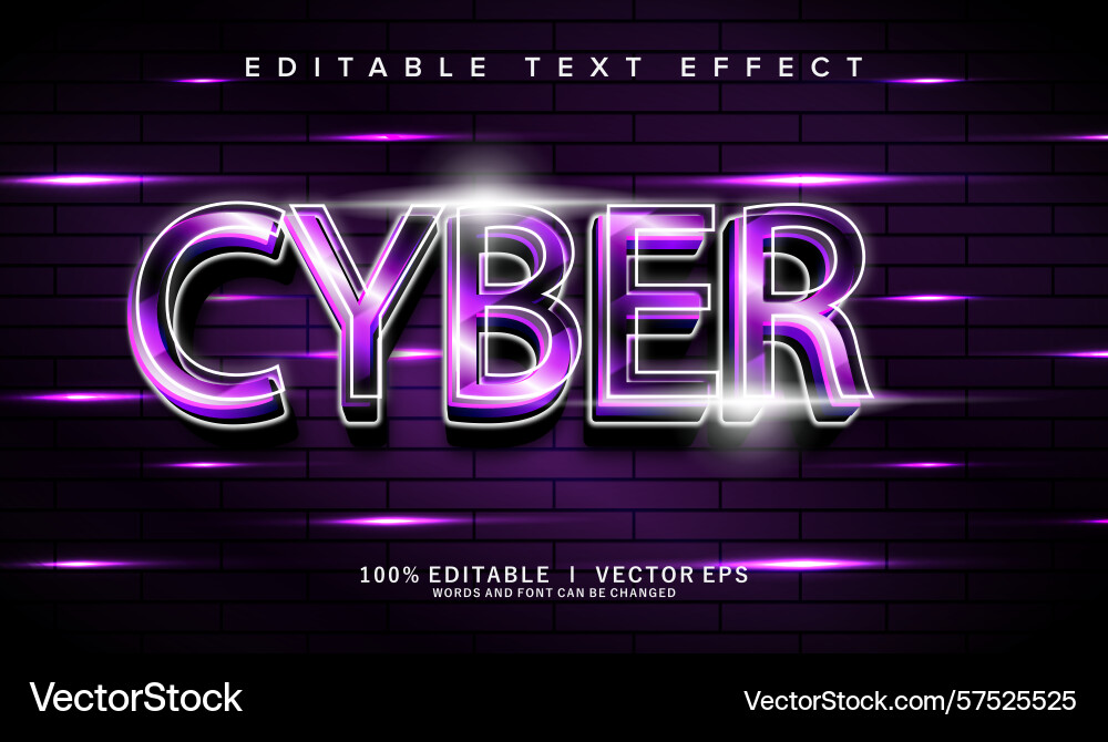 Cyber 3d text effect with modern style design Cyber 3d text effect with modern style design vector image