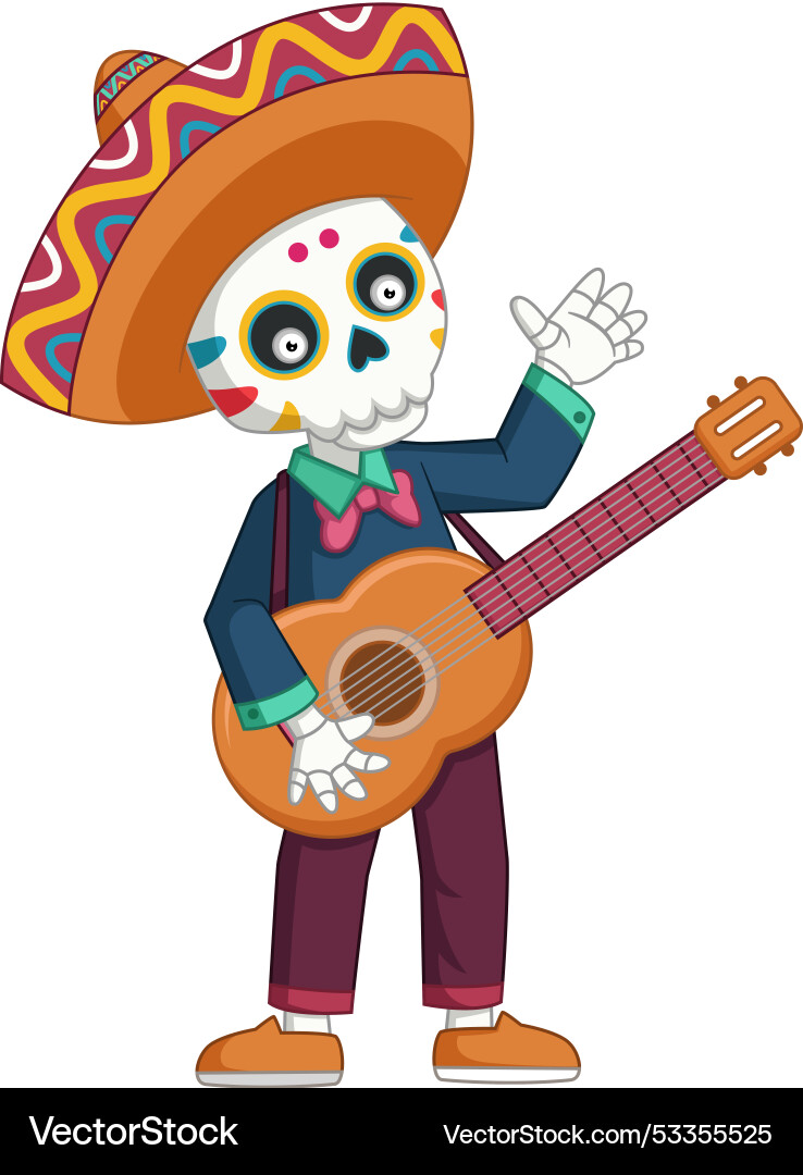 Mexikanische Musiker Skelett spielen Gitarre Mexikanische Musiker Skelett spielen Gitarre vektorbild