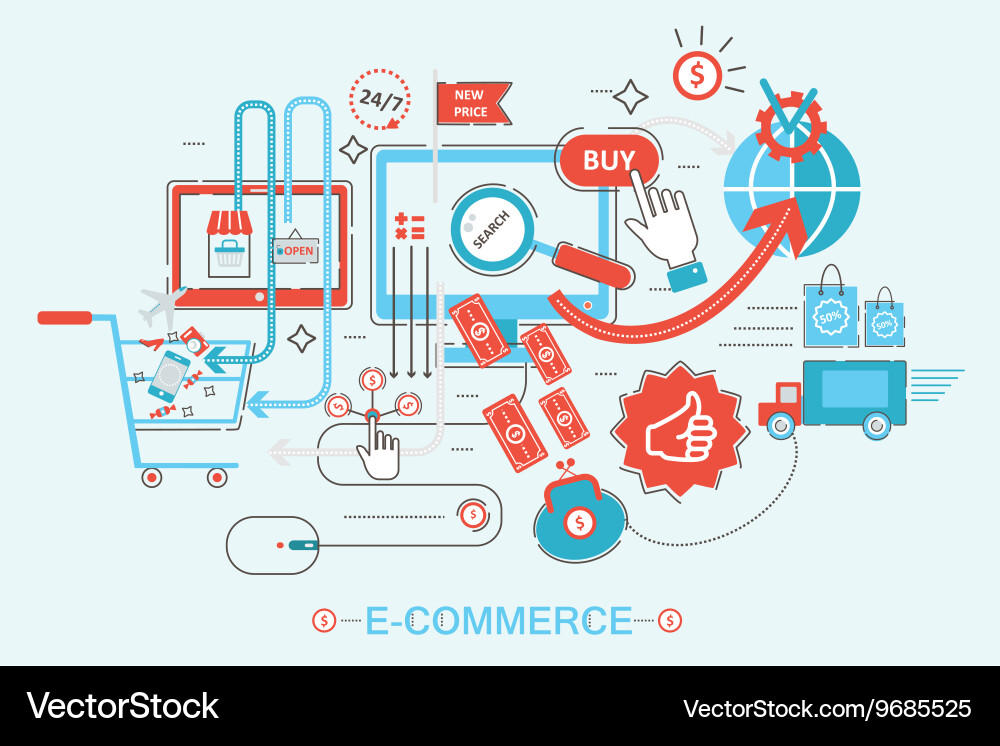 Moderne grafische Design-Stil Konzept von online Vektorbild