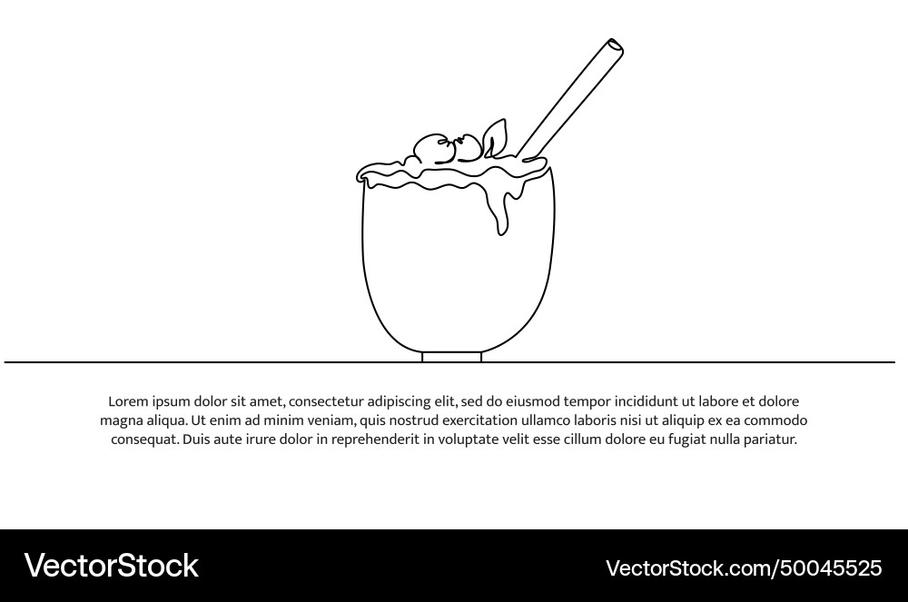 One continuous line design of smoothie in small Vector Image