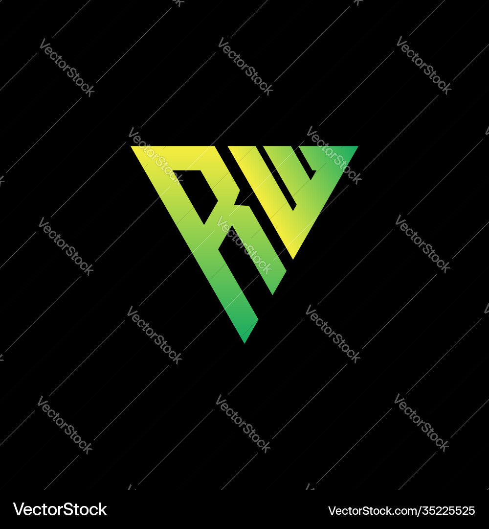 R w initial triangle logo monogram Vector Image