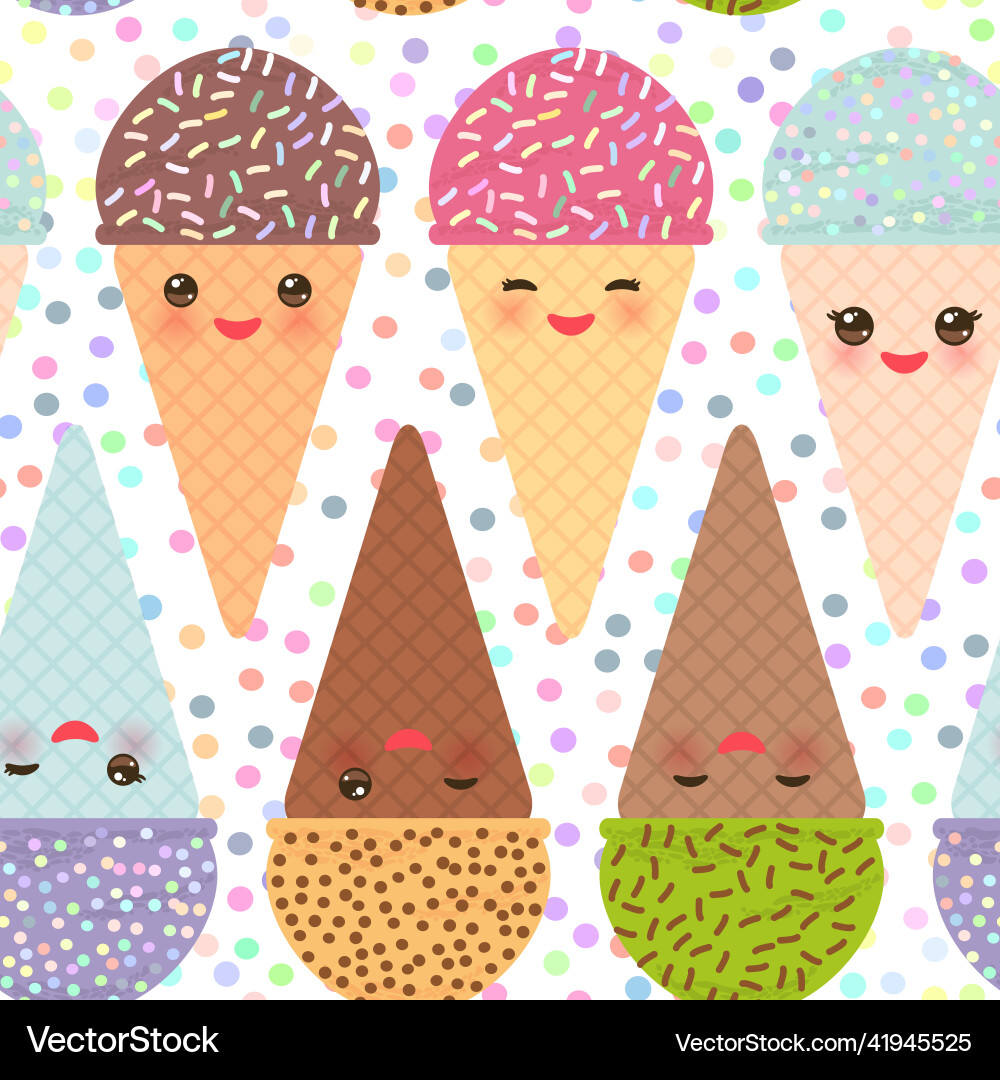 Seamless pattern with three kawaii mint raspberry Seamless pattern with three kawaii mint raspberry Vector Image