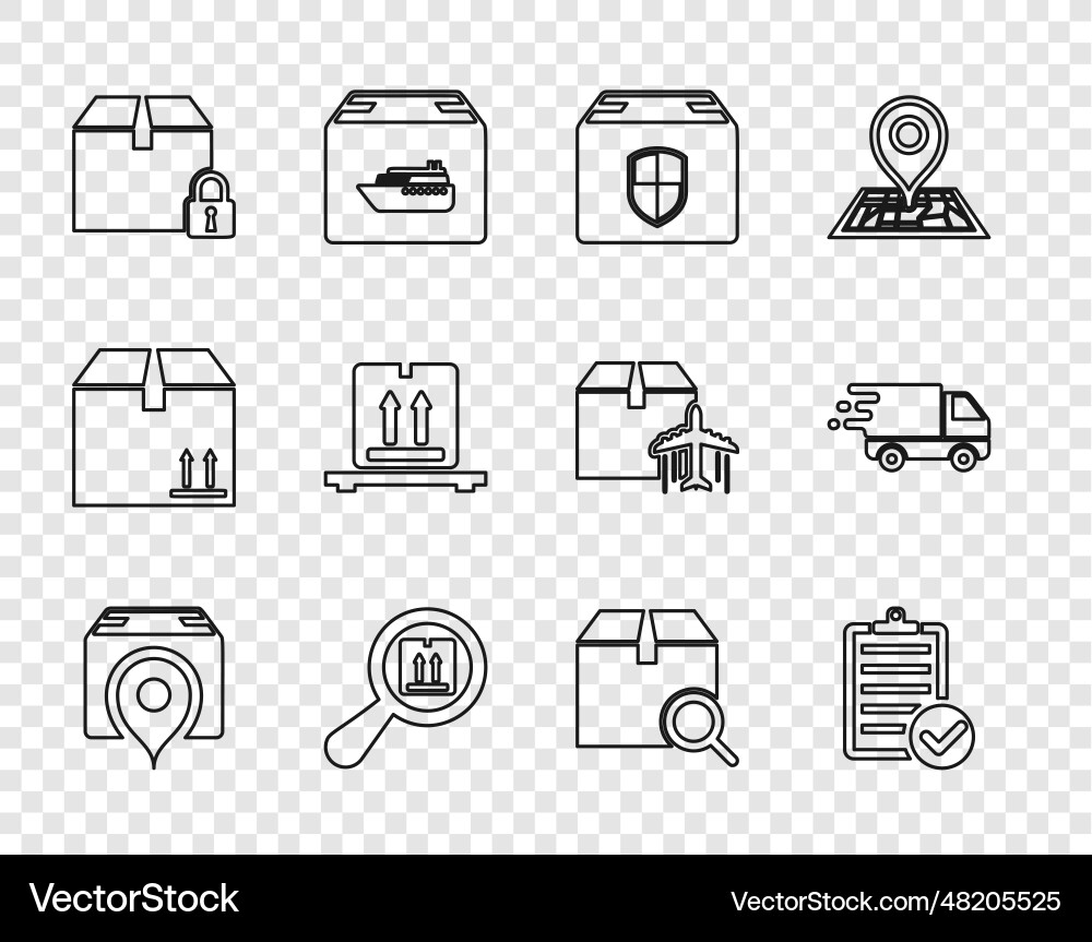 Set line location with cardboard box verification Vector Image
