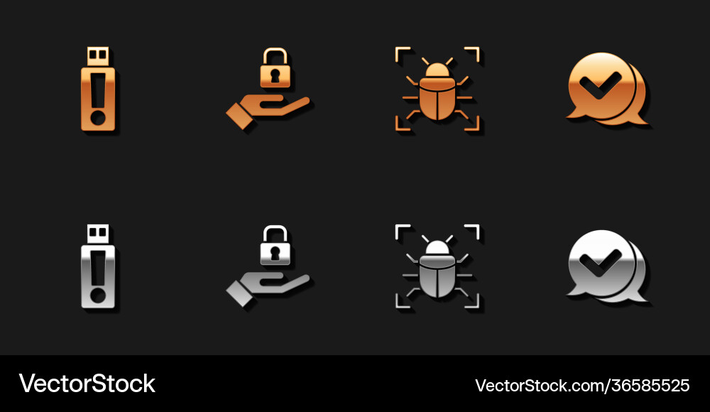 Set usb flash drive lock in hand system bug Vector Image
