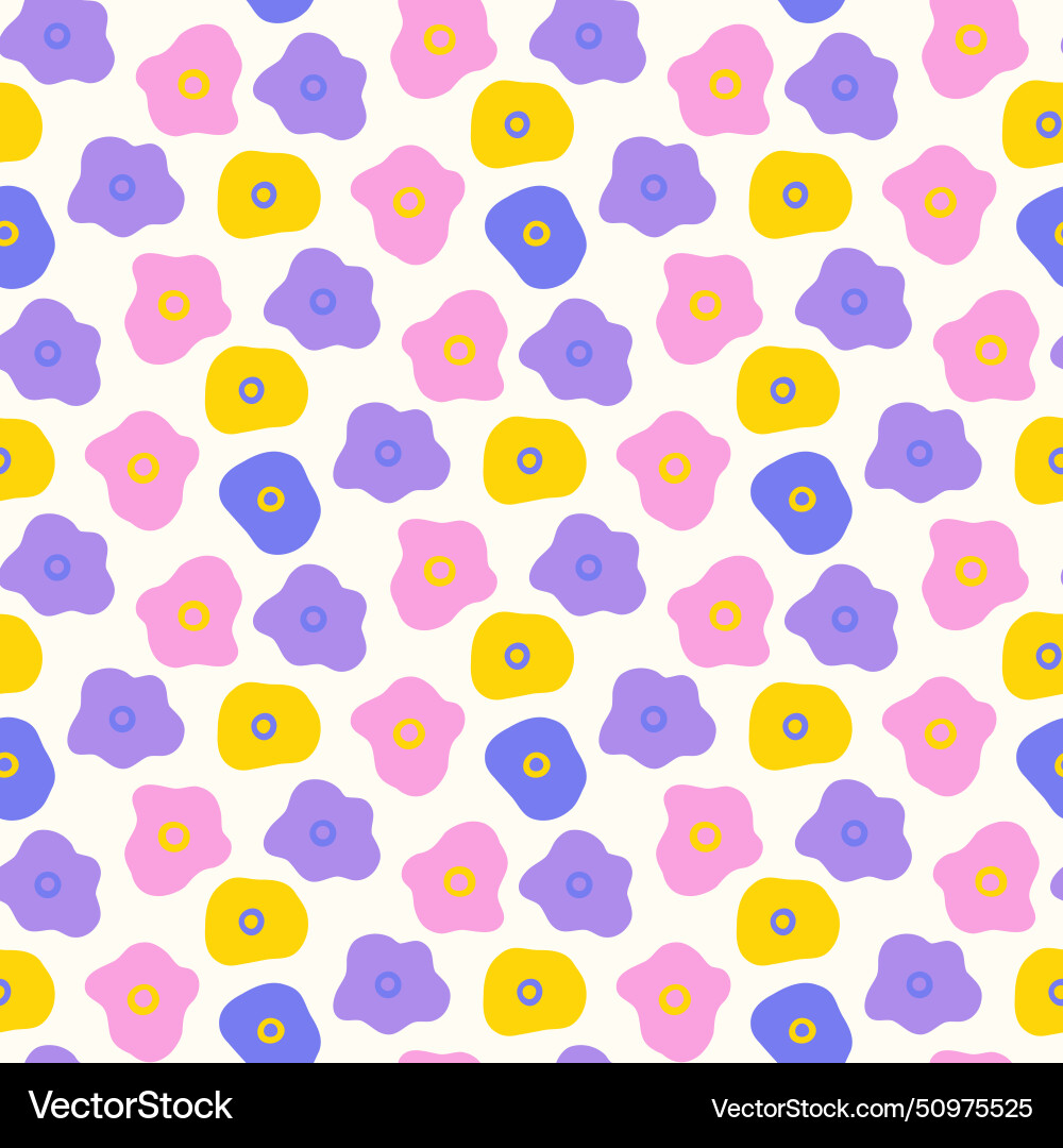 Spring flower seamless patterns in doodle style vector image