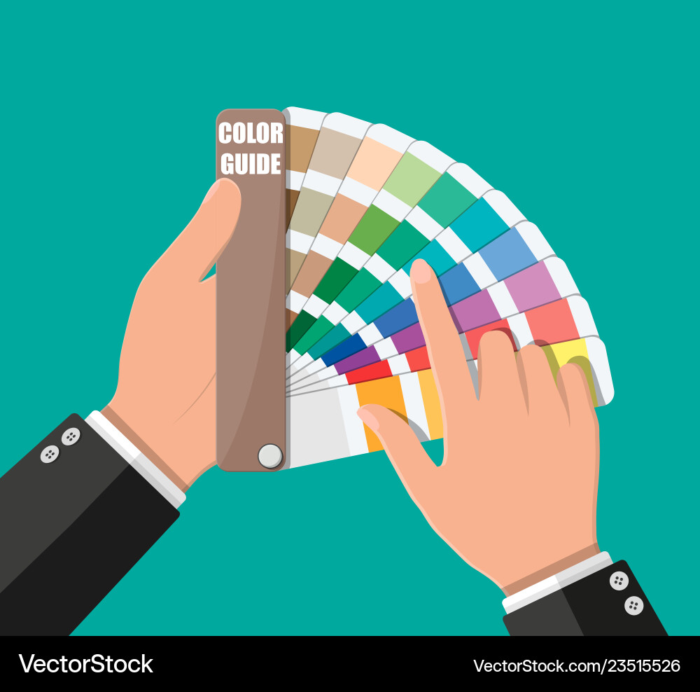 Color swatch palette guide in hand vector image