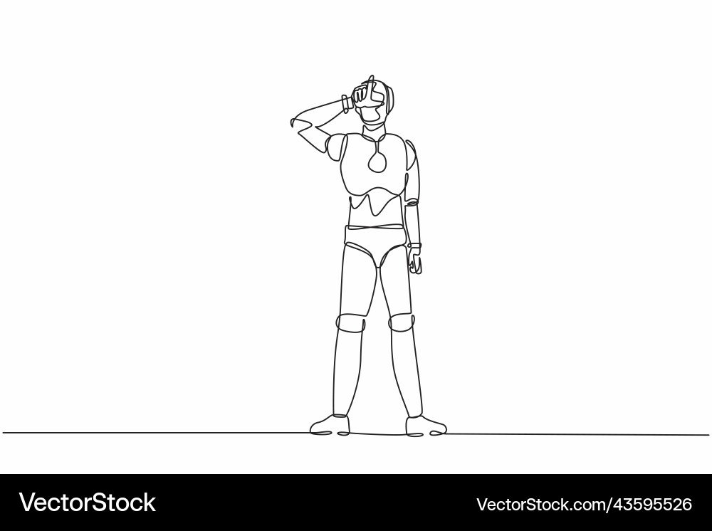 Continuous one line drawing robot making l symbol Vector Image