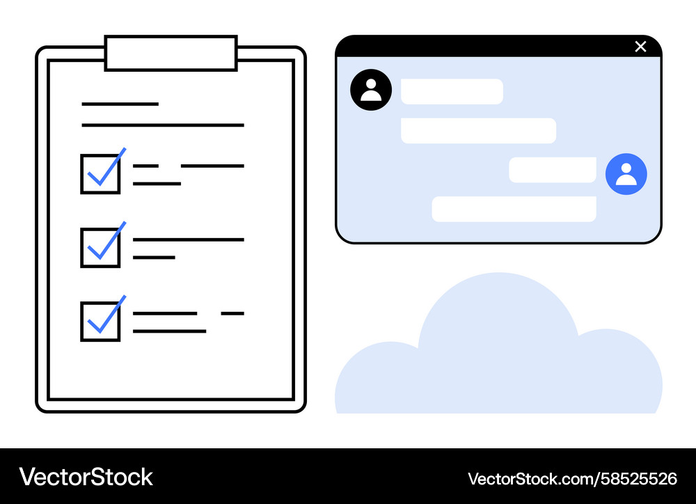 Digital Task Checklist with Cloud Vector Image