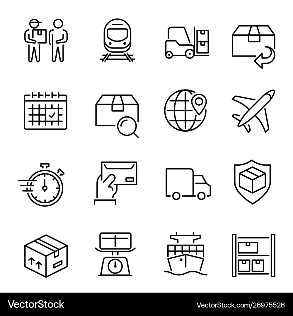 Express-Lieferservice lineare Symbole Set Express-Lieferservice lineare Symbole Set vektorbild