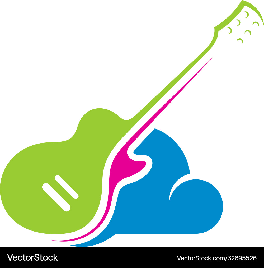 Guitar with clouds design template simple set Guitar with clouds design template simple set Vector Image
