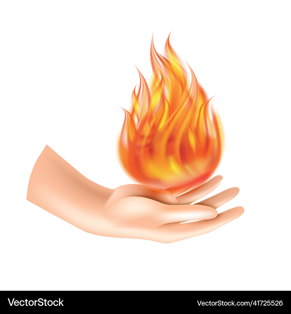 Magician hand holding fire magic concept Magician hand holding fire magic concept vector image