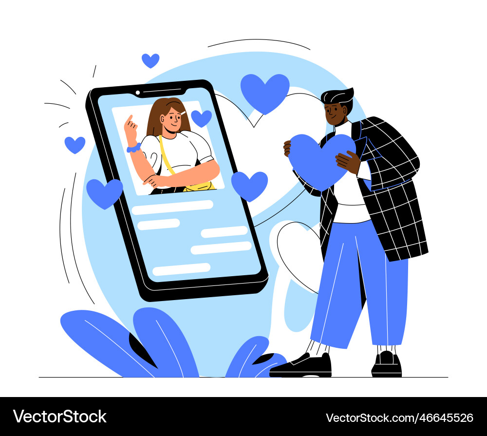 Man using dating app Vector Image