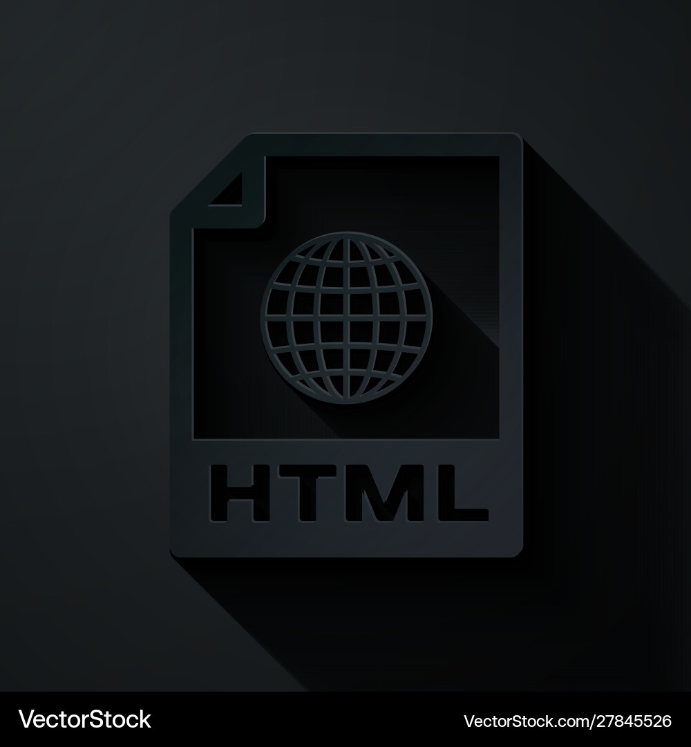 Paper cut html file document download button Paper cut html file document download button Vector Image