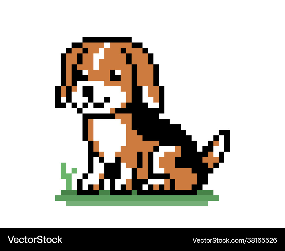 Pixel beagle puppy image for game assets Vector Image