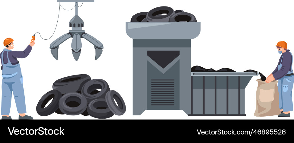Recycling and reusing garbage on factory Recycling and reusing garbage on factory vector image