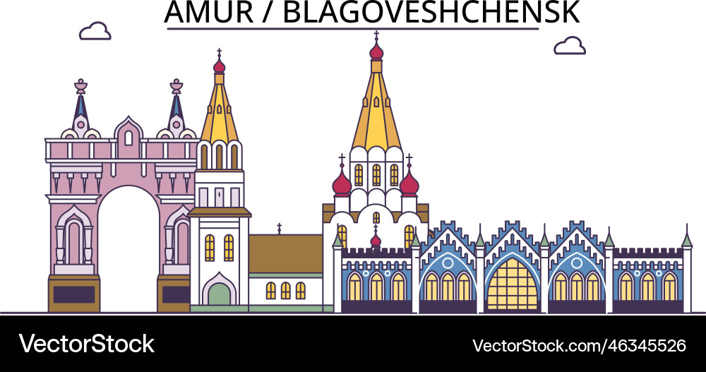 Sehenswürdigkeiten in Russland blagoveshchensk Sehenswürdigkeiten in Russland blagoveshchensk vektorbild