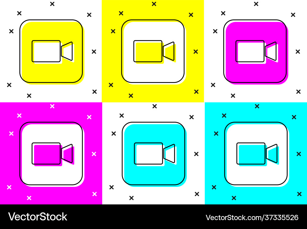 Set camera icon isolated on color background Vector Image