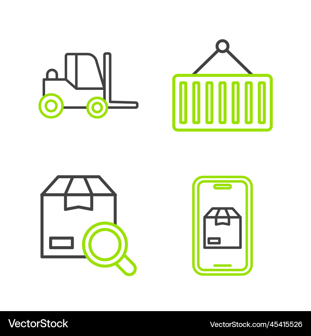 Set line mobile app delivery tracking search Set line mobile app delivery tracking search Vector Image