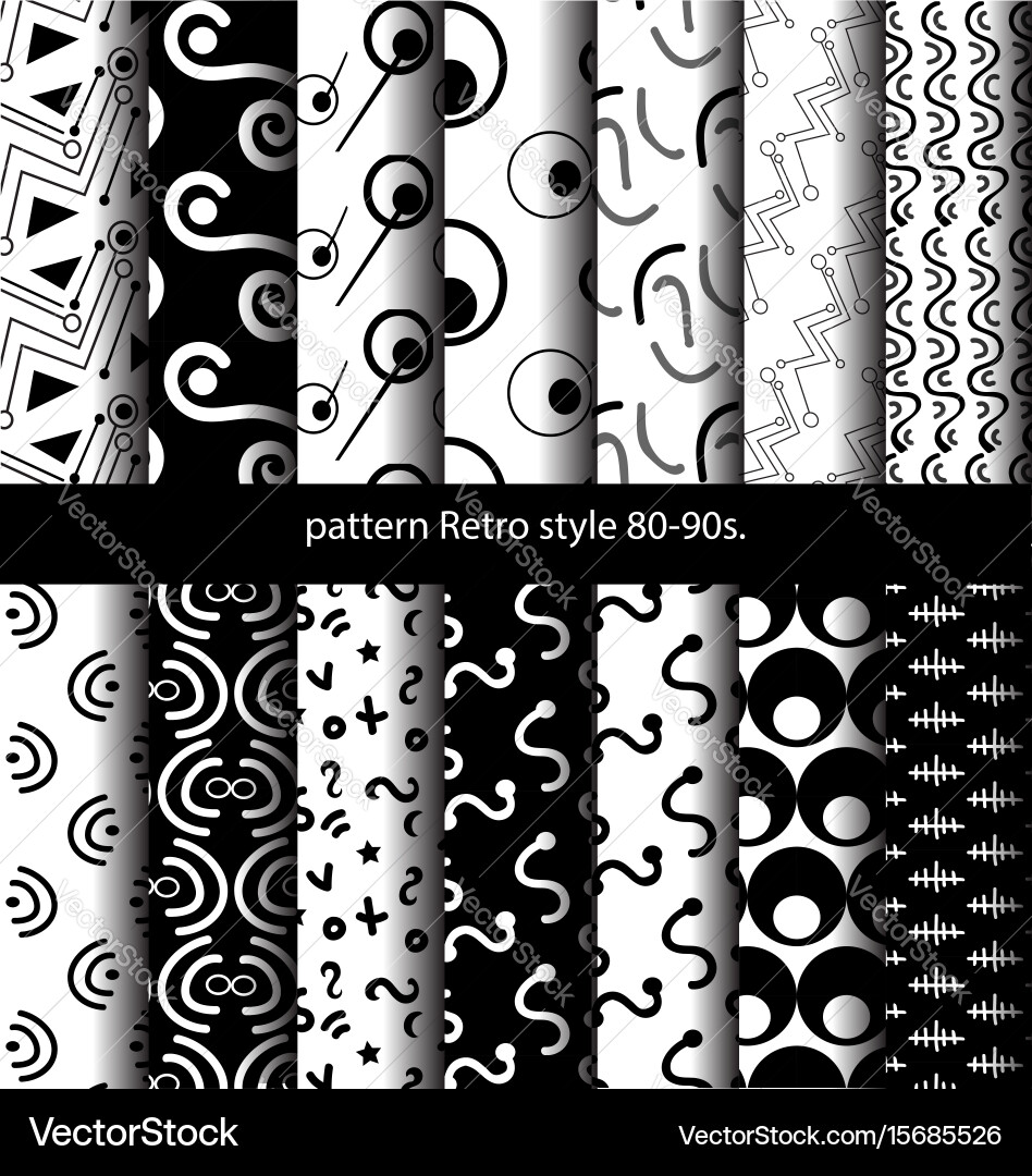 Set pattern retro style 80-90s Vector Image