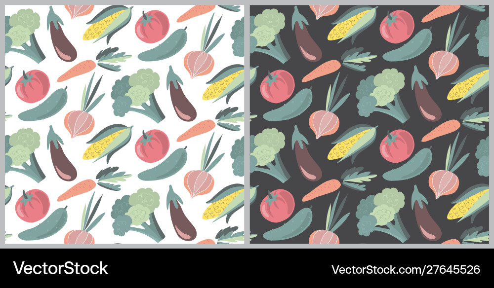 Two seamless patterns with colorful fresh Two seamless patterns with colorful fresh vector image