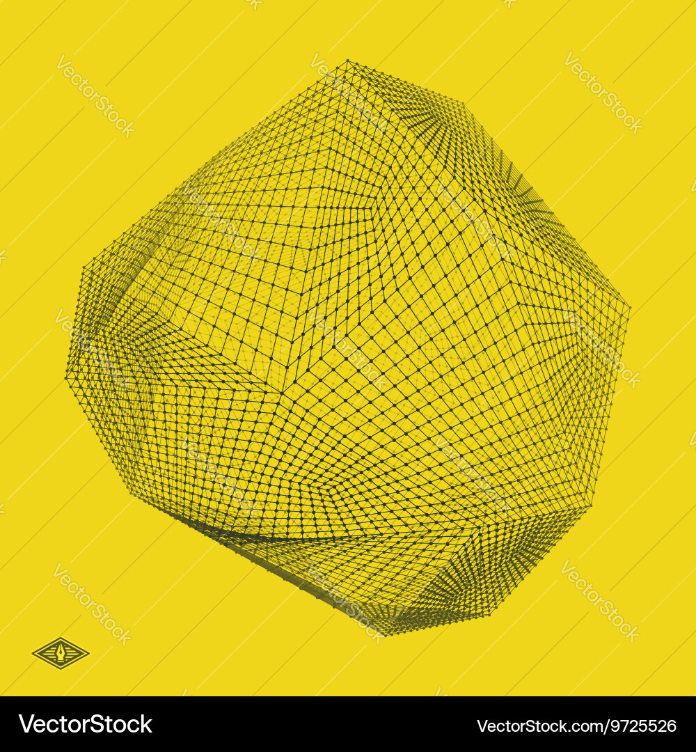 Wireframe object 3d connection structure Vector Image