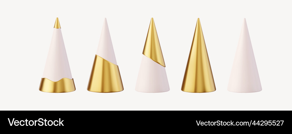 3d set of different style christmas tree cone Vector Image