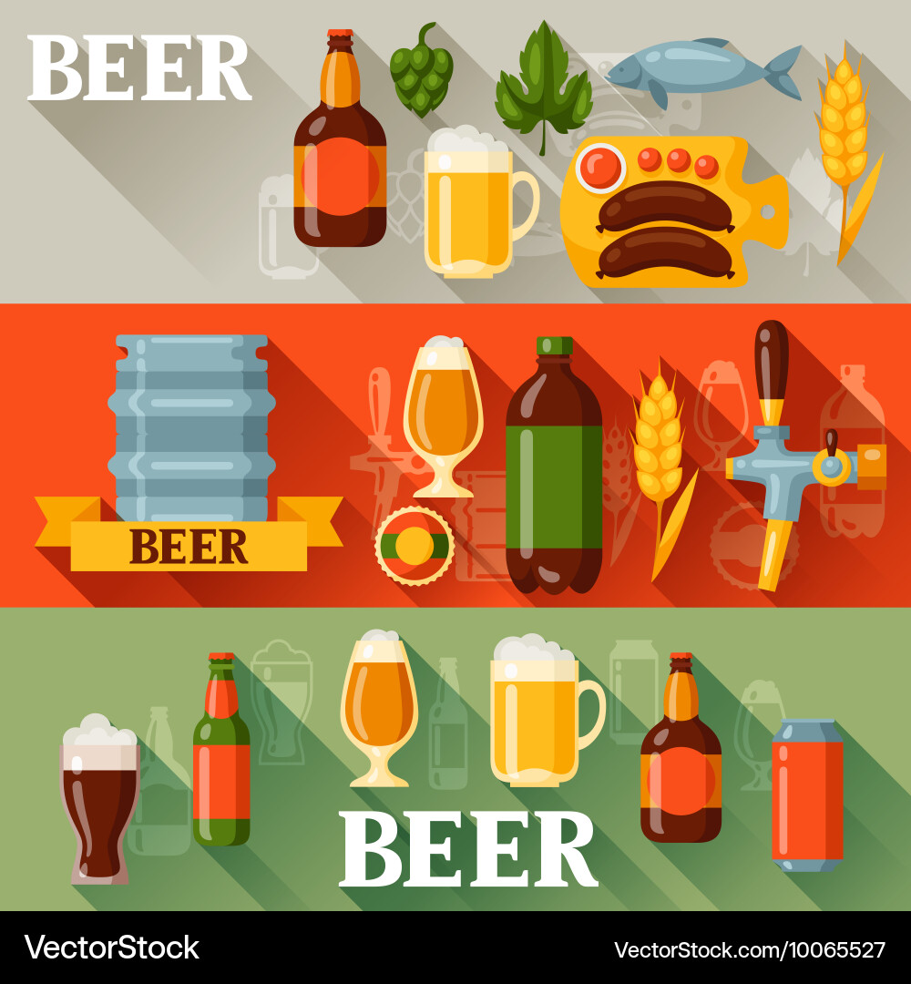 Banners design with beer icons and objects Vector Image