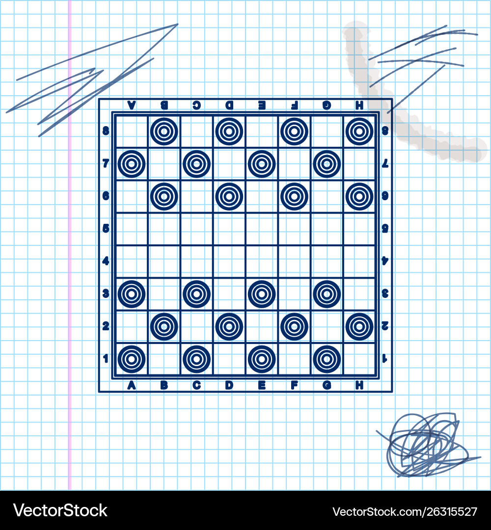 Board game checkers line sketch icon isolated Board game checkers line sketch icon isolated Vector Image